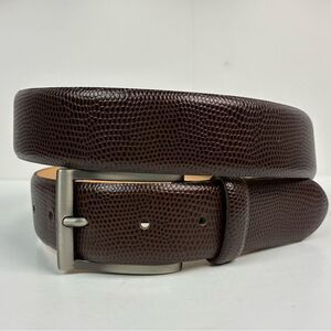 Bosca accessories men’s brown leather snakeskin look silver buckle size 38